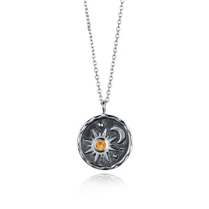 Retro Sun And Moon Necklace Earrings