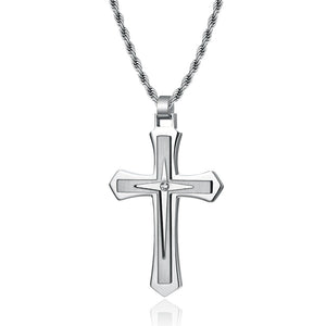 Stainless Steel Two-Color Cross Pendant