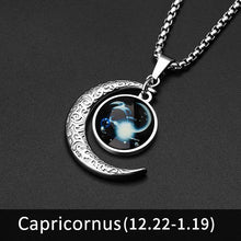 Load image into Gallery viewer, 12 Constellation Moon Necklace For Men Women Boy Girl