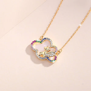 S952 Sterling Silver Fashion Colorful Cloud Unicorn Necklace