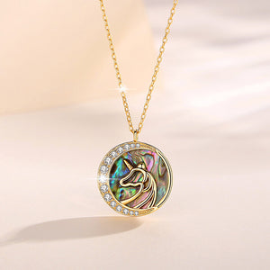 S925 Sterling Silver Abalone Shell Unicorn Necklace