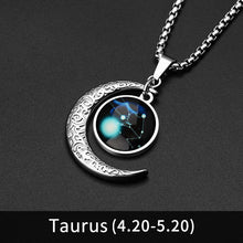 Load image into Gallery viewer, 12 Constellation Moon Necklace For Men Women Boy Girl