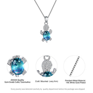 【Free Shipping】Cute Tortoise Crystal Zircon Necklace And Earrings For Women And Girls