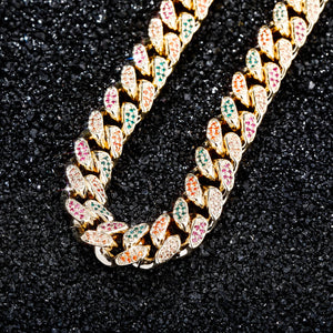 Men's 14mm Colored Zircon Miami Cuban Chain