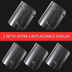 Upgraded Safety Fashionable Clear Face Shield(2Set+ Extra 3 Replaceable Shields)