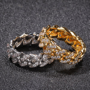 8mm Full Ice Out Cubic Zirconia Fashion Cuban Link Ring