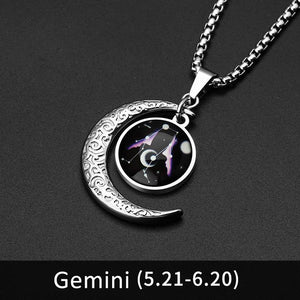 12 Constellation Moon Necklace For Men Women Boy Girl