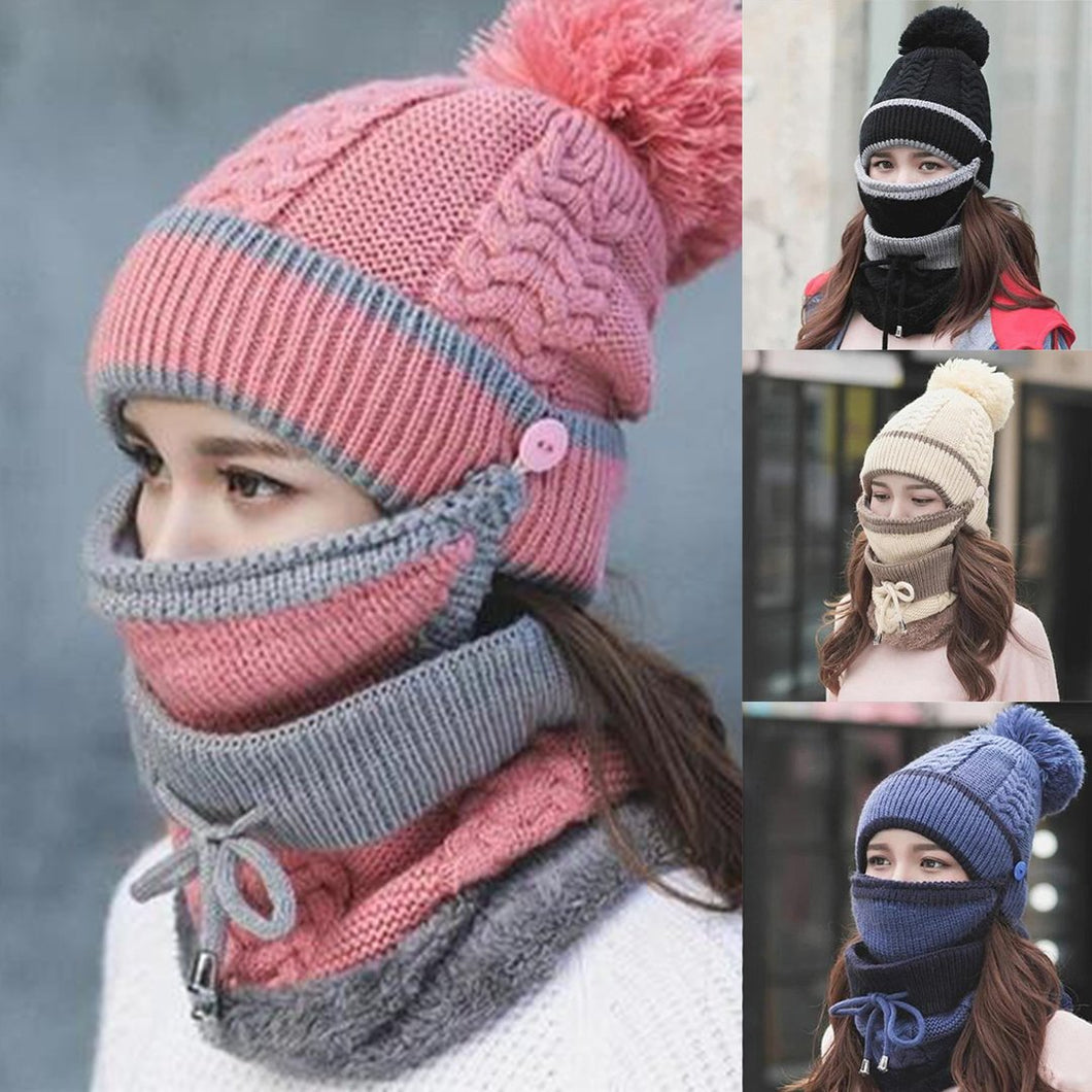 Women Winter Scarf Set(mask+hat+scarf)