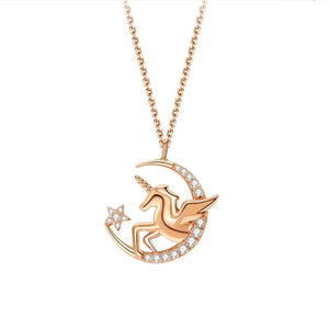 Star And Moon Unicorn Necklace