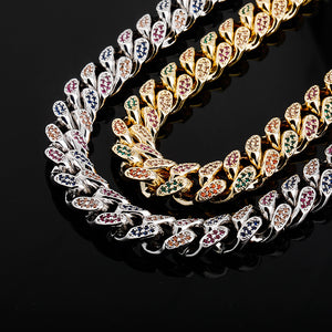 Men's 14mm Colored Zircon Miami Cuban Chain