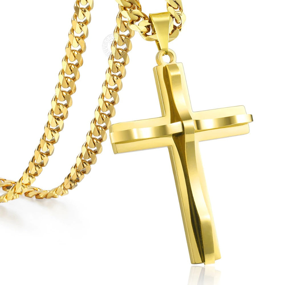 Gold Silver Plated Tarnish Resistant 3D Christian Cross