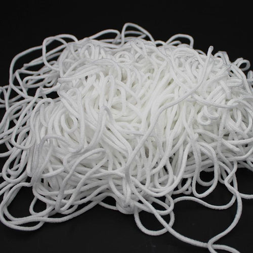 2.5mm Round Braided Elastic Cord/White Elastic Band - 50 Yard