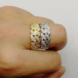 8mm Full Ice Out Cubic Zirconia Fashion Cuban Link Ring