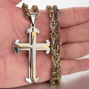 3 Layers Stainless Steel Cross Pendant Necklace