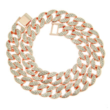 Load image into Gallery viewer, 15MM Rhinestone Cuban Chain Necklace