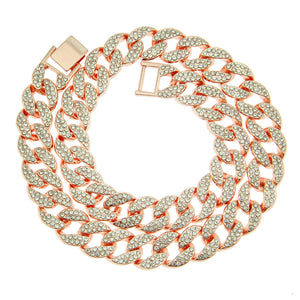 15MM Rhinestone Cuban Chain Necklace