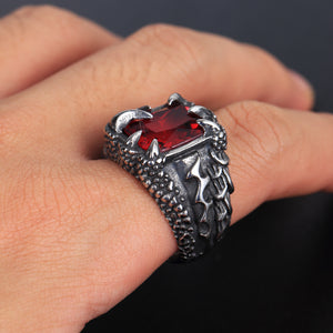 Men's Vintage Crystal Dragon Claw Ring