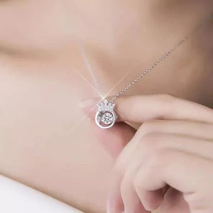 👑 S925 Sterling Silver Beating Heart Crown Necklace