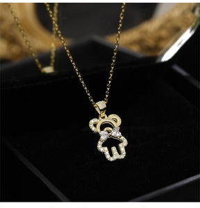 S925 Sterling Silver Cute Bear Necklace