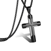 Load image into Gallery viewer, Men&#39;s Simple Stainless Steel Double Color Cross Necklace