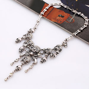 Vintage Multilayer Skull Tassel Necklace