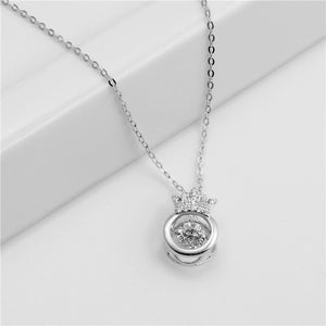 👑 S925 Sterling Silver Beating Heart Crown Necklace