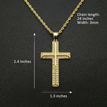 Load image into Gallery viewer, Gold-Plated And Diamond Cross Necklace