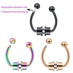 New Magnetic False Nose Ring, Titanium Steel Non-Perforated Nose Ring Nose Jewelry