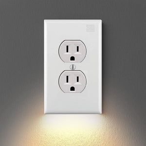 OUTLET WALL PLATE WITH LED NIGHT LIGHTS-NO BATTERIES OR WIRES [UL FCC CSA CERTIFIED] - BestBck