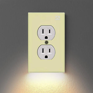 OUTLET WALL PLATE WITH LED NIGHT LIGHTS-NO BATTERIES OR WIRES [UL FCC CSA CERTIFIED] - BestBck