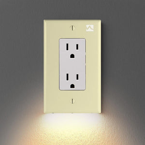 OUTLET WALL PLATE WITH LED NIGHT LIGHTS-NO BATTERIES OR WIRES [UL FCC CSA CERTIFIED] - BestBck