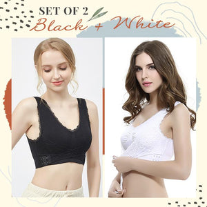 Front Cross Adjustable Side Buckle Lace Bra