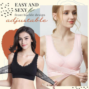 Front Cross Adjustable Side Buckle Lace Bra