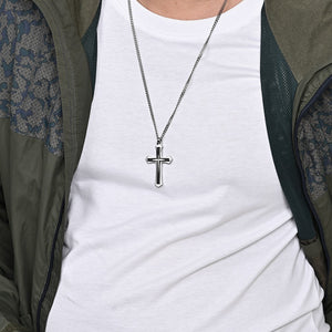 Stainless Steel Two-Color Cross Pendant