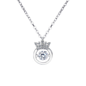 👑 S925 Sterling Silver Beating Heart Crown Necklace