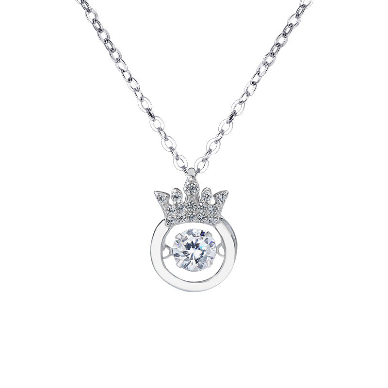 👑 S925 Sterling Silver Beating Heart Crown Necklace