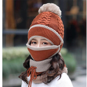 Women Winter Scarf Set(mask+hat+scarf)