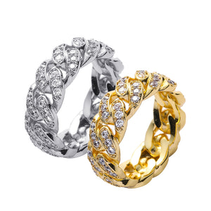 8mm Full Ice Out Cubic Zirconia Fashion Cuban Link Ring