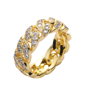 8mm Full Ice Out Cubic Zirconia Fashion Cuban Link Ring