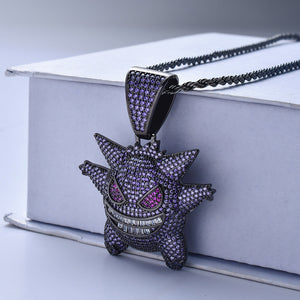 【Free Shipping】Hip Hop Bling Iced-Out Gengar Pendant Necklace