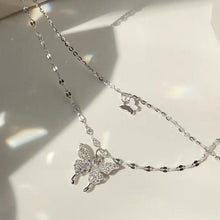 Load image into Gallery viewer, Sterling Silver Double Layer Butterfly Pendant Womens Necklace