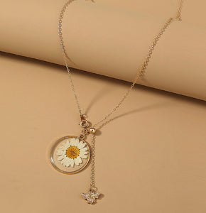 Daisy and Little Bee Pendant Necklace