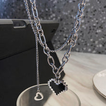 Load image into Gallery viewer, Black Mosaic Heart Double Necklace