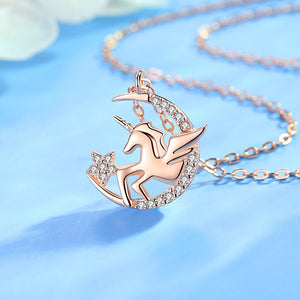 Star And Moon Unicorn Necklace