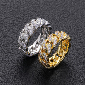 8mm Full Ice Out Cubic Zirconia Fashion Cuban Link Ring