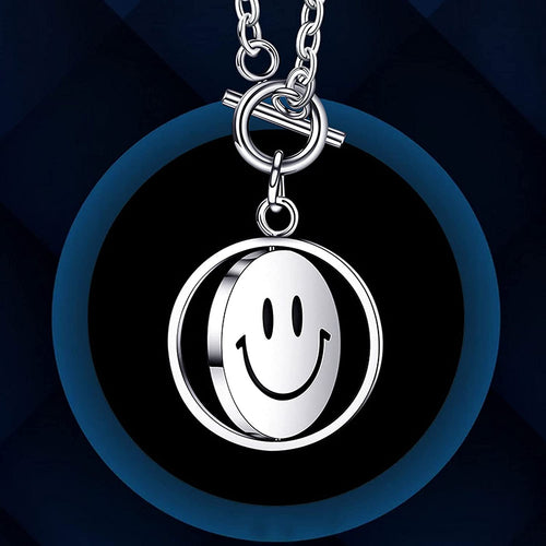 Stainless Steel Round Flip Smile Pendant