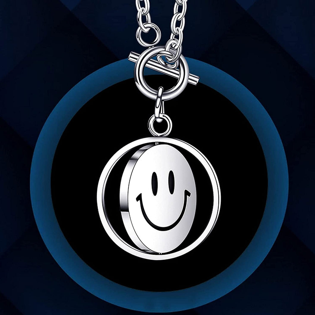 Stainless Steel Round Flip Smile Pendant