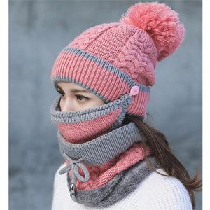 Women Winter Scarf Set(mask+hat+scarf)