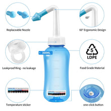 Load image into Gallery viewer, Sinus Rinse Nasal Wash Bottle BPA Free(300ml with 10 Wash Salt Packets)