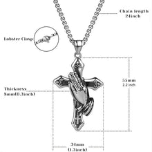 Load image into Gallery viewer, Vintage Praying Hands Cross Pendant Necklace